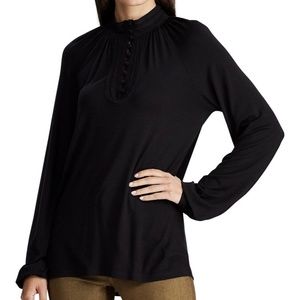Ralph Lauren Jersey Mockneck Blouse Black 1X